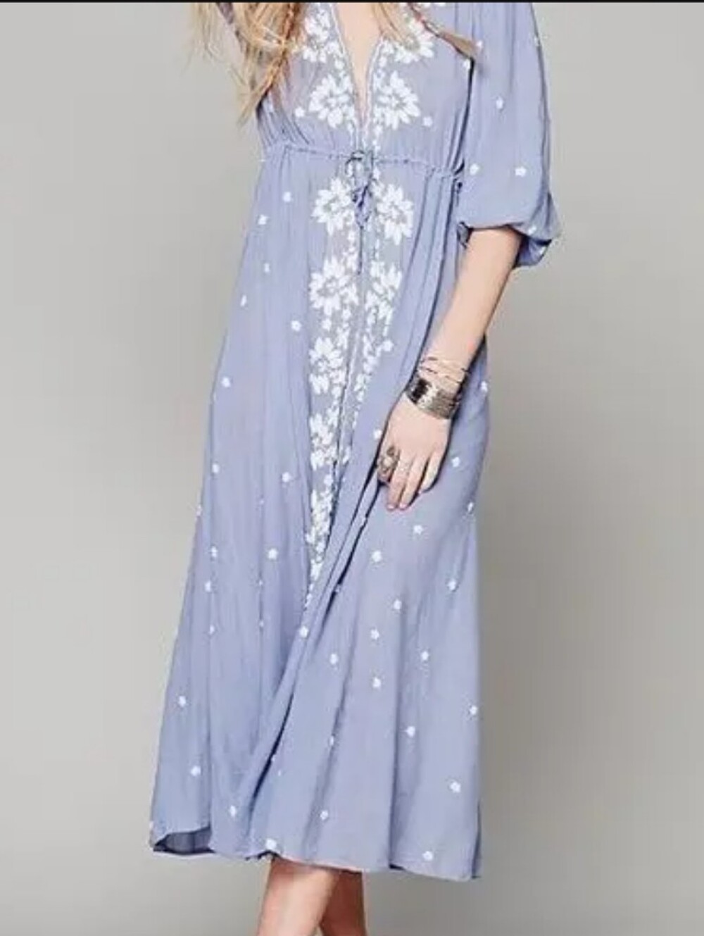 Free People Fable Embroidered Midi Dress Small